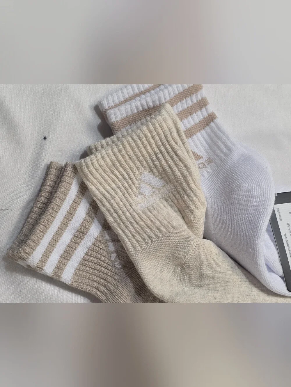 adidas Cushioned 3 Stripe High Quarter Crew Socks Womens Size 5-10 Climacool 3Pk